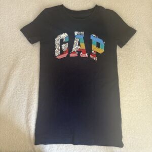 Gap Toddler Girls 4t/XS Navy Dress With Reversible Sequin Logo Short Sleeves